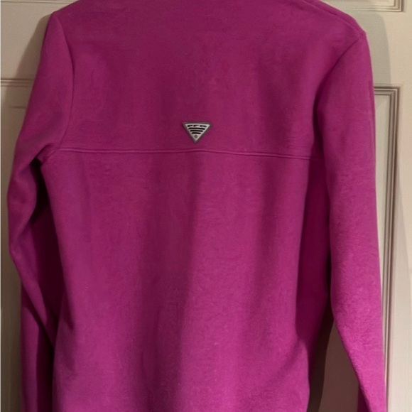 Columbia PFG Fleece Pullover, pink with blue trim, size M - Picture 5 of 9
